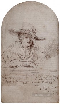 Rembrandt van Rijn Painting - Saskia In A Straw Hat Rembrandt